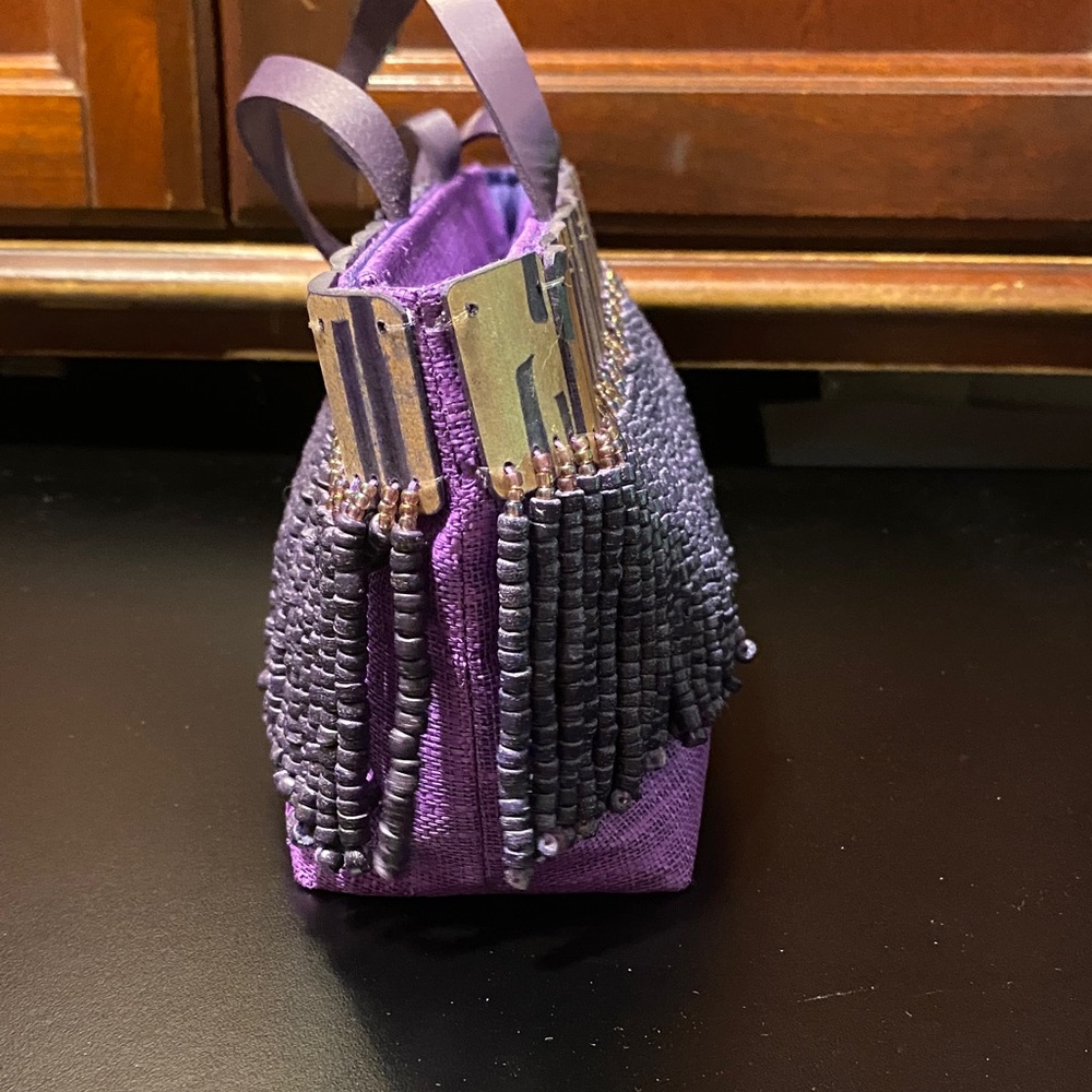Purple Beaded Women's Bag - Picture 4 of 16